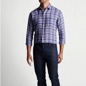 NEW PETER MILLAR Men's Beach Bluff Linen Sport Dress Shirt size L